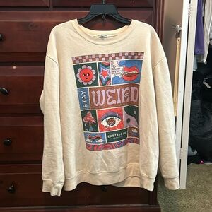 Stay weird over sized earthbound crew neck